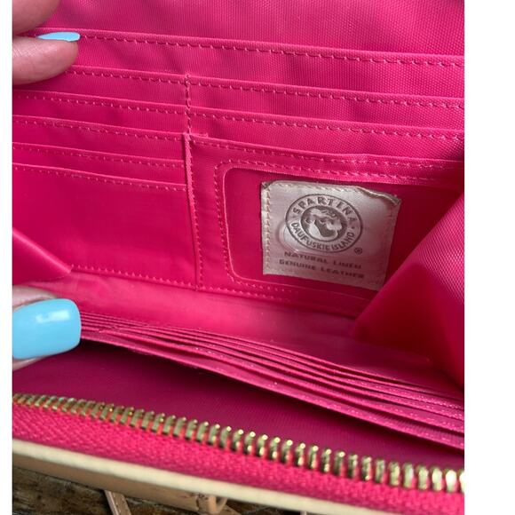 Startina 449 Wristlet Carson Cottage Leather Linen Phone Wallet Organizer - Picture 4 of 6